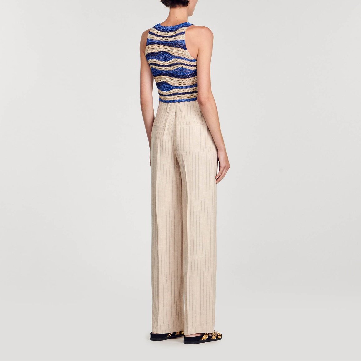 Pantalon de costume large à rayures Sandro seconde main