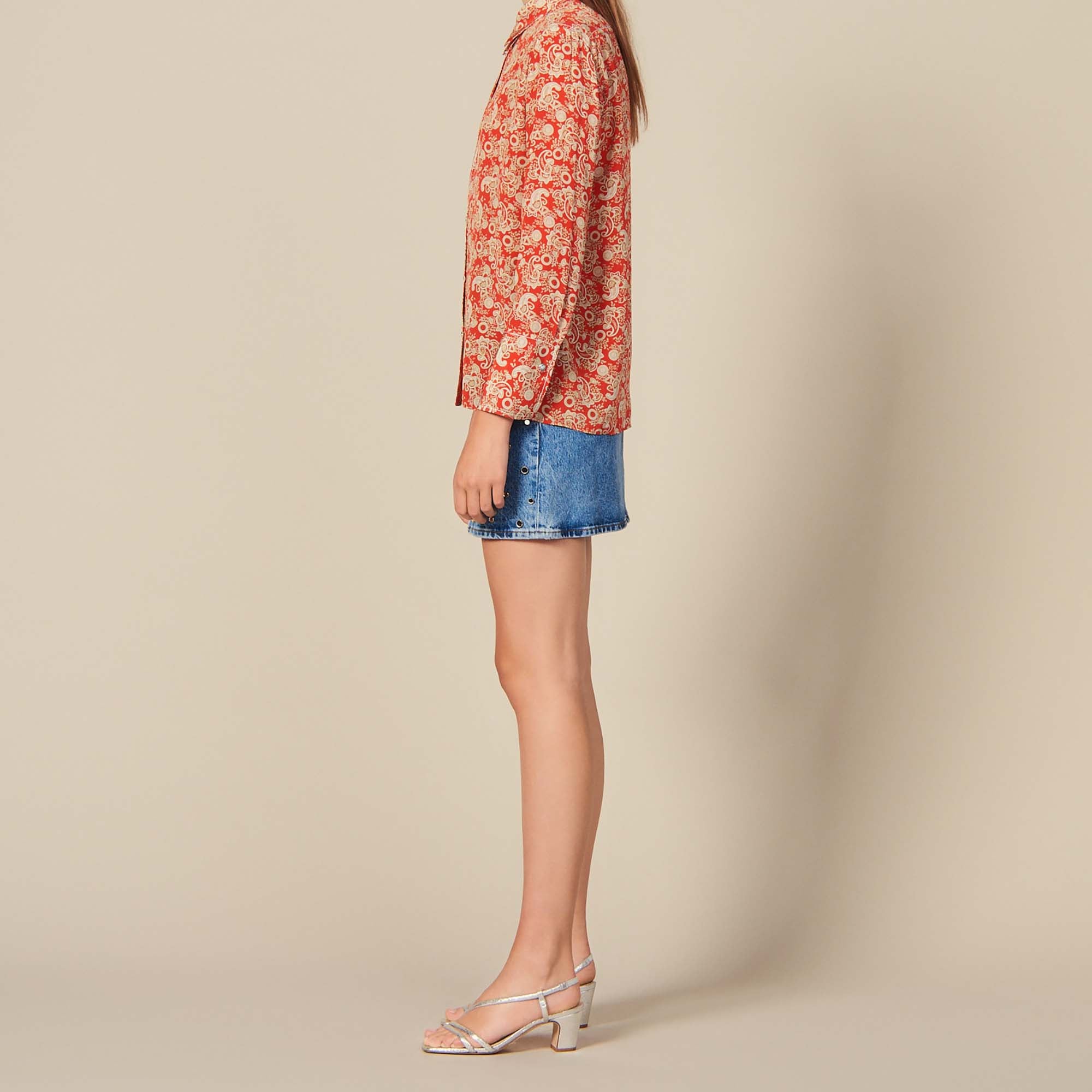 Chemise en soie imprimée Sandro seconde main