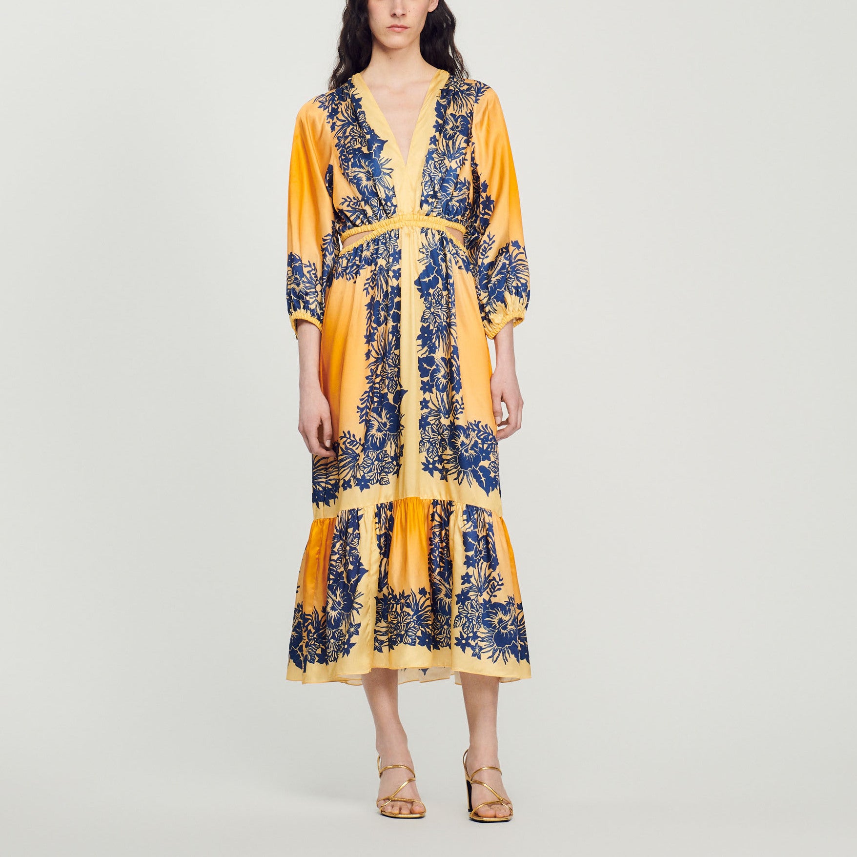 Robe longue imprimée Hawaï Sandro seconde main