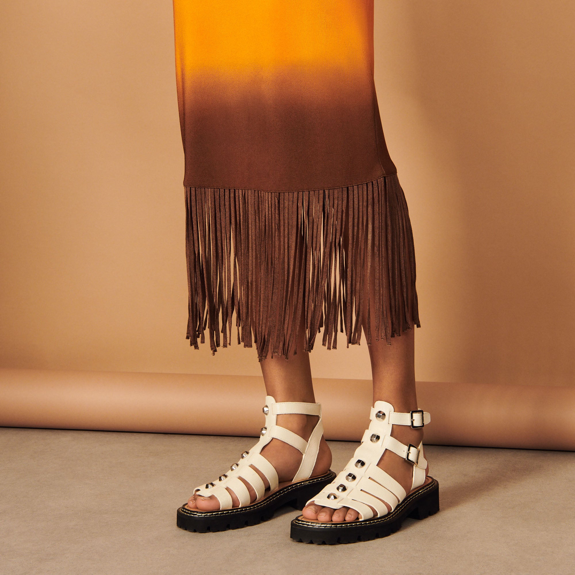 Jupe midi à franges tie&dye Sandro seconde main