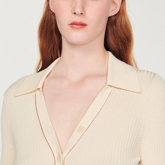 Cardigan en Maille fine surpiquée Sandro seconde main