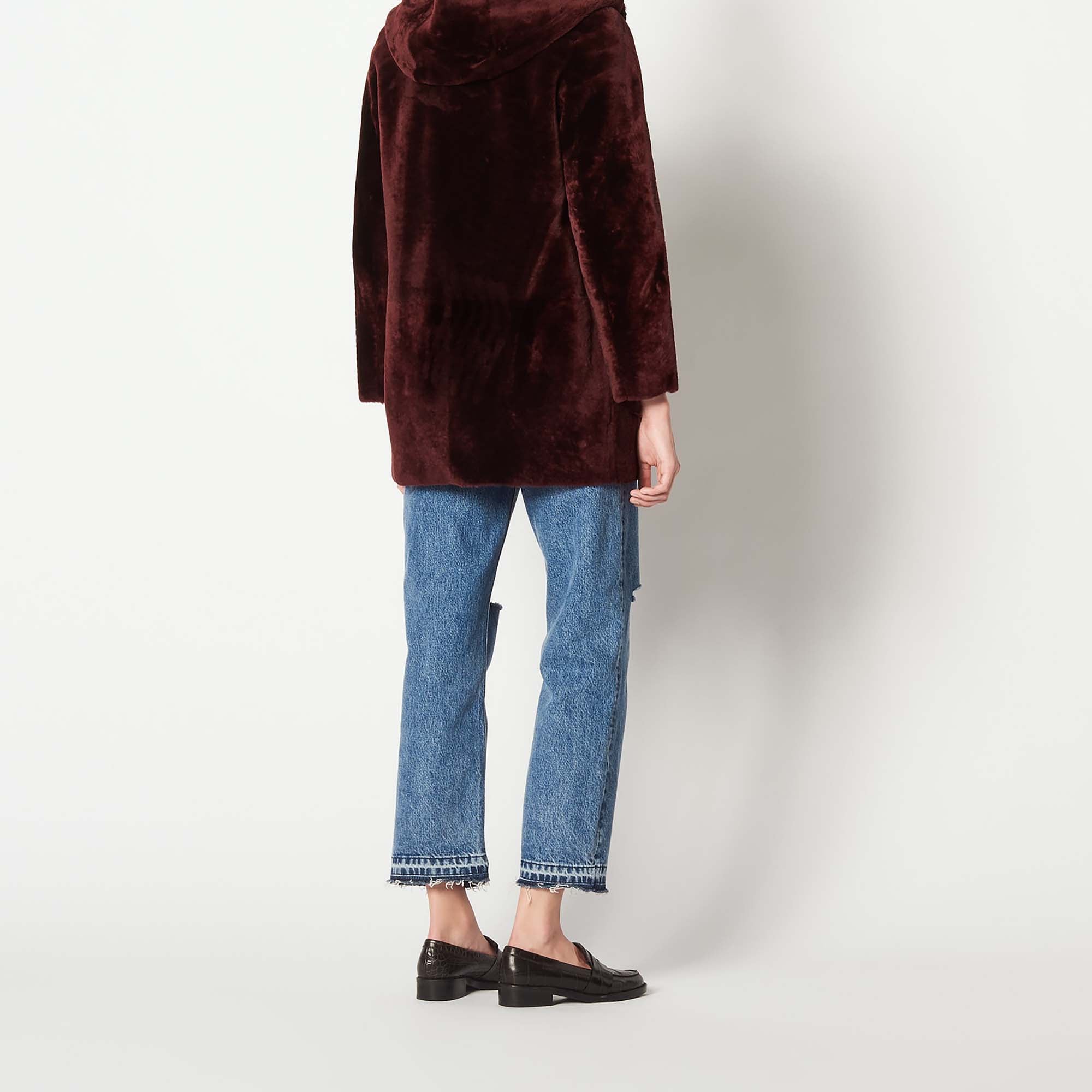 Manteau en peau lainée zippé à capuche Sandro seconde main