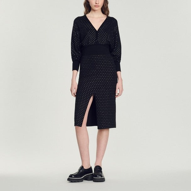 Jupe midi fendue strassée Sandro seconde main