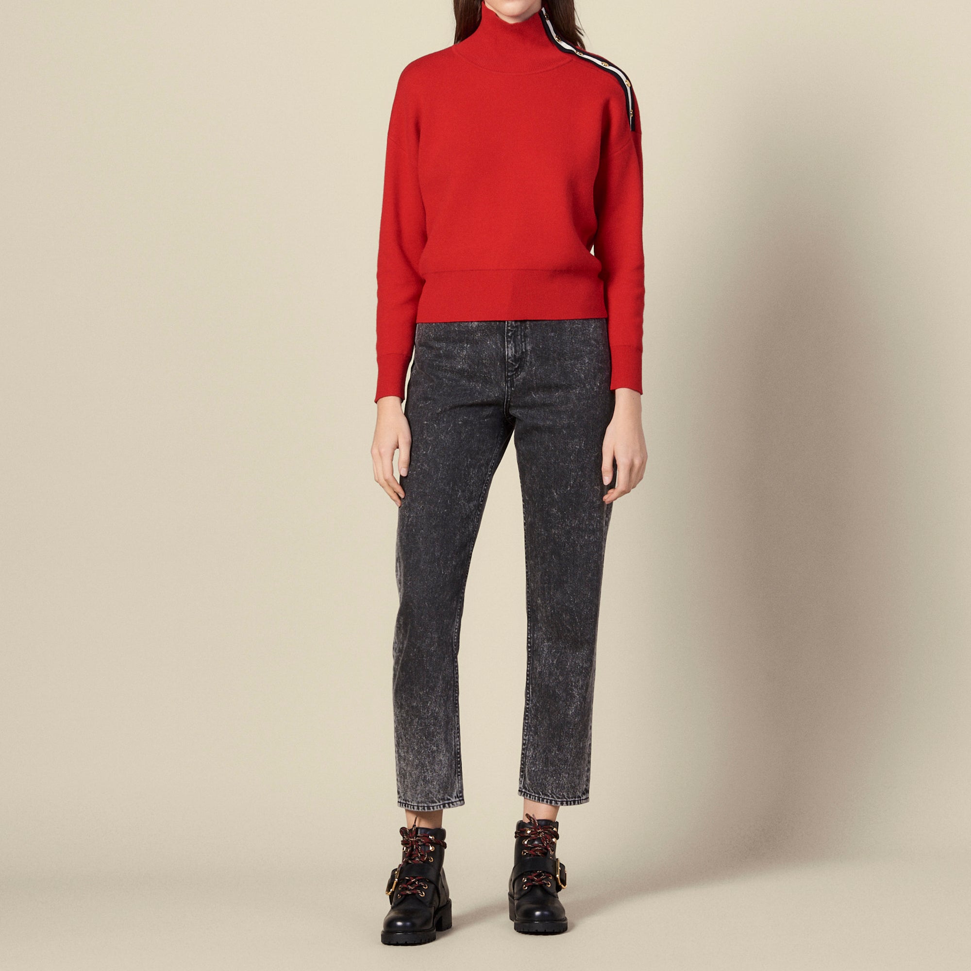 Pull col montant orné de pressions Sandro seconde main