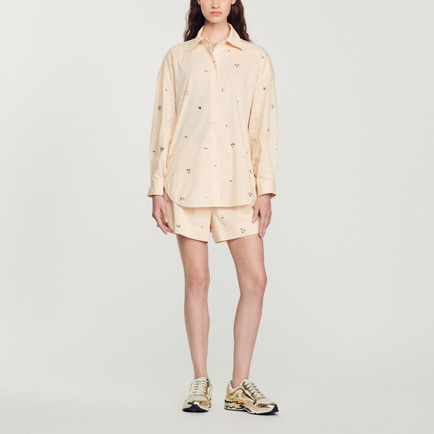 Chemise ornée de strass brodés à la main Sandro seconde main