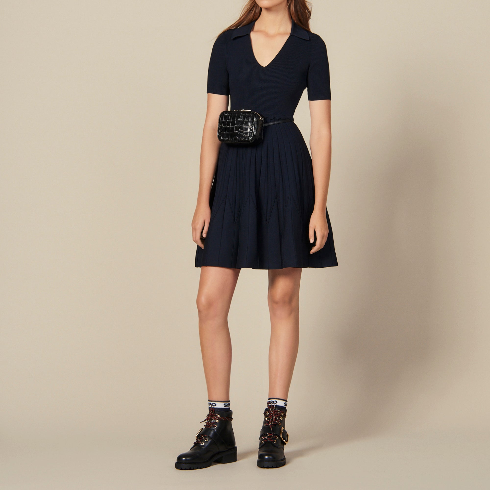 Robe en Maille avec col Chemise Sandro seconde main