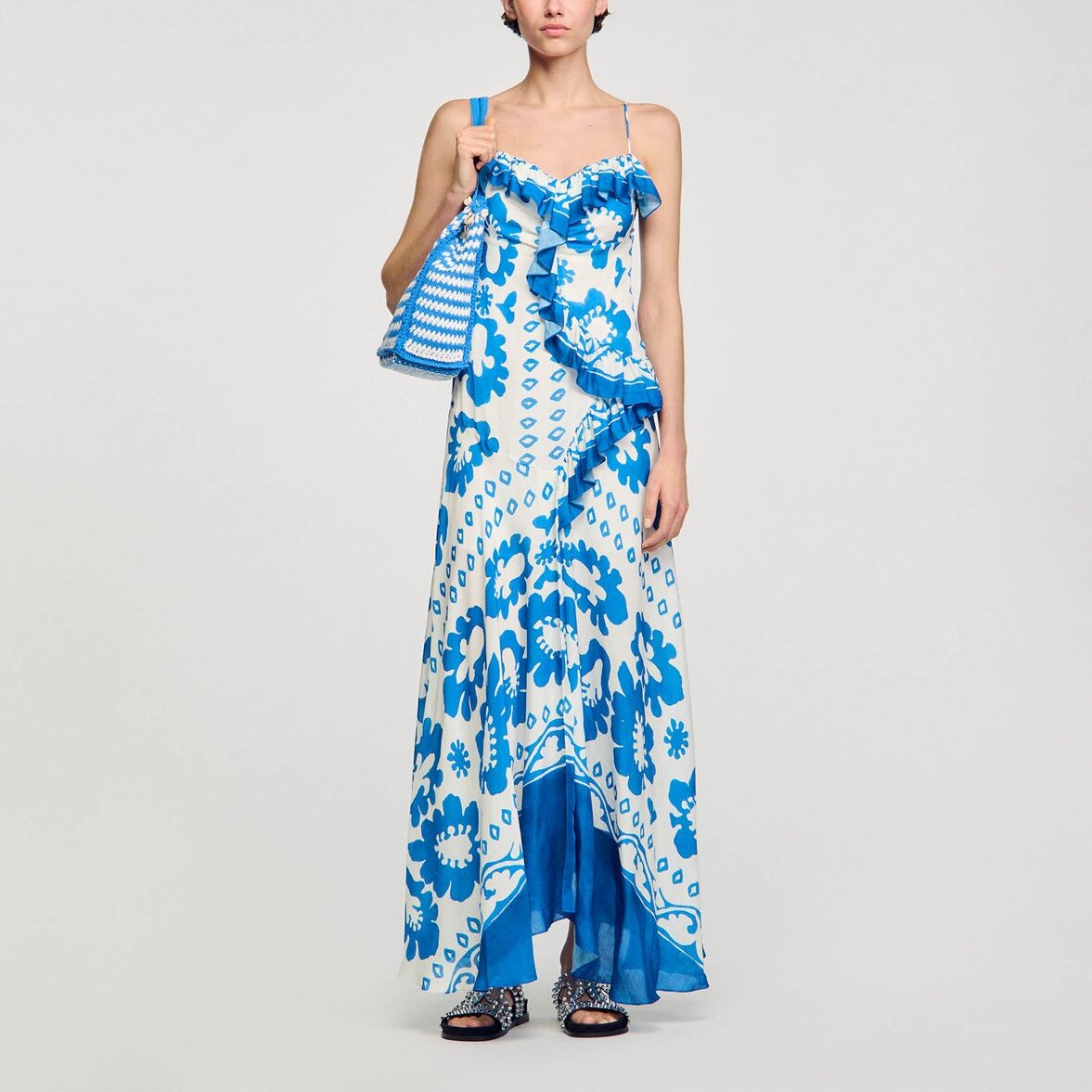 Robe imprimée à volants Sandro seconde main