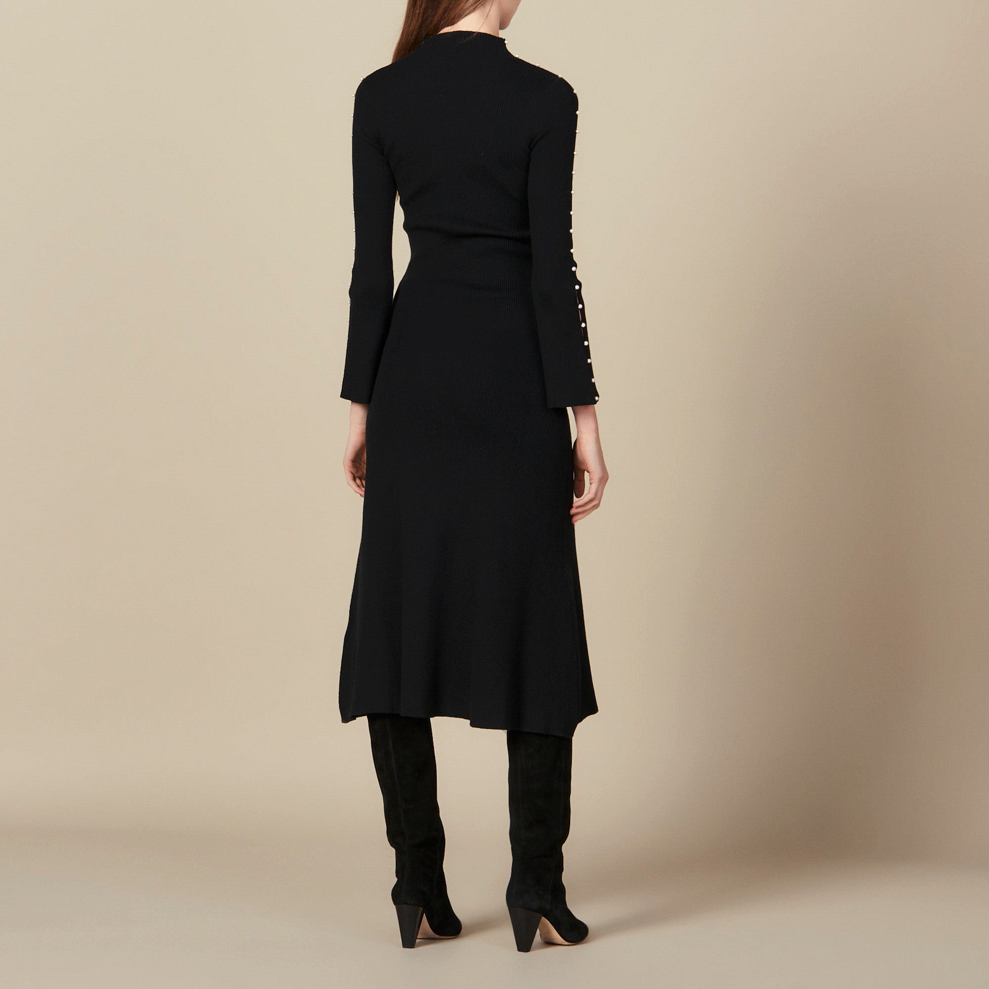 Robe longue en maille ornée de perles Sandro seconde main