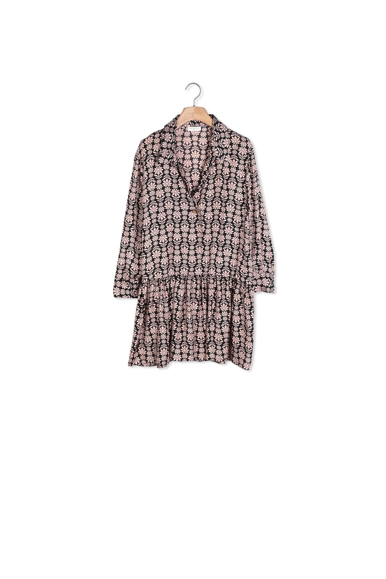 Robe imprimé noir et rose Sandro seconde main