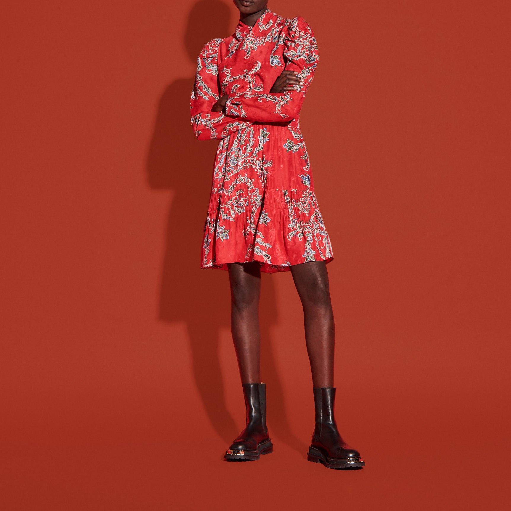 Robe courte imprimée à encolure drapée Sandro seconde main