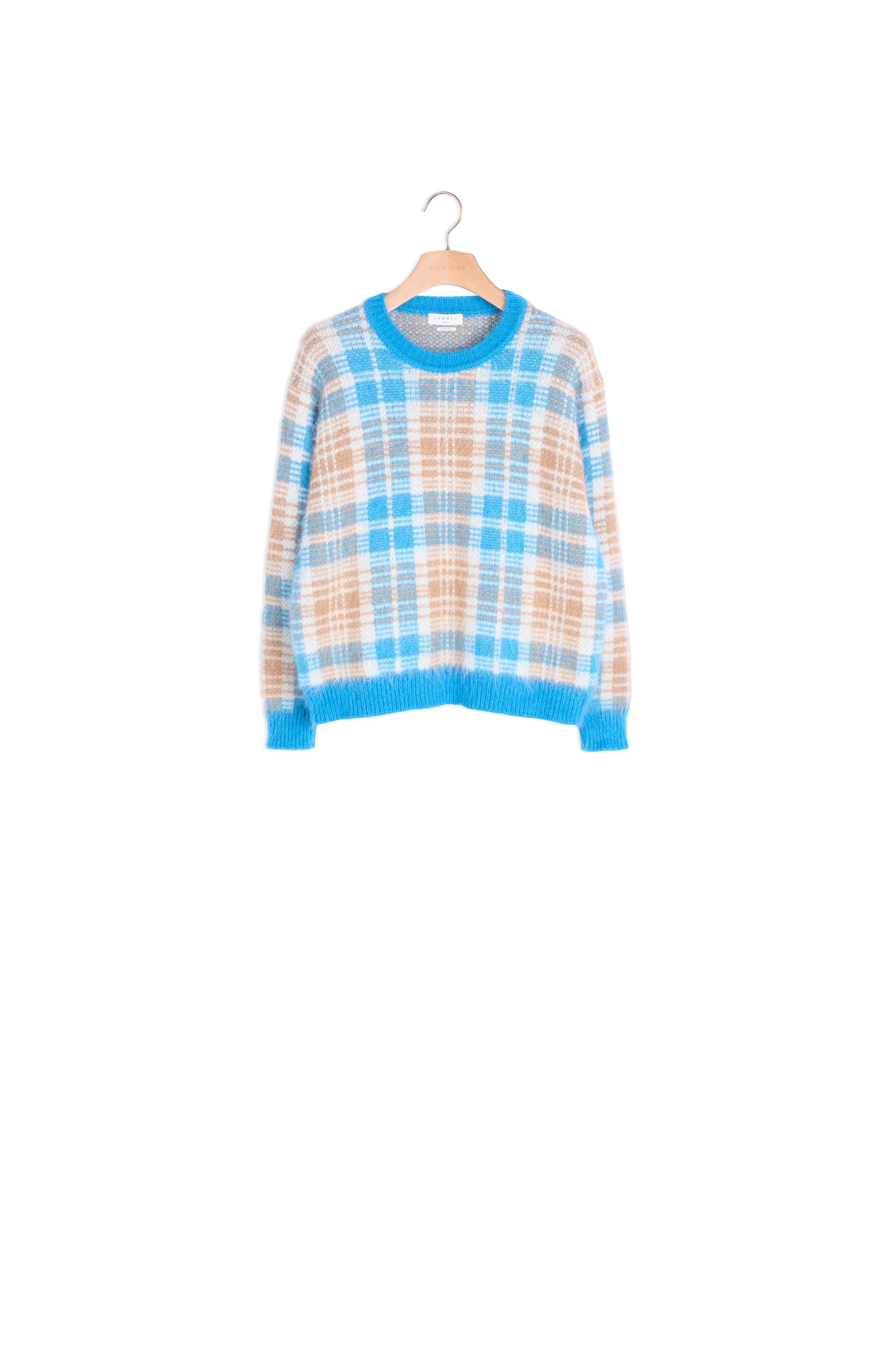 Pull effet poilu en jacquard carreaux Sandro seconde main