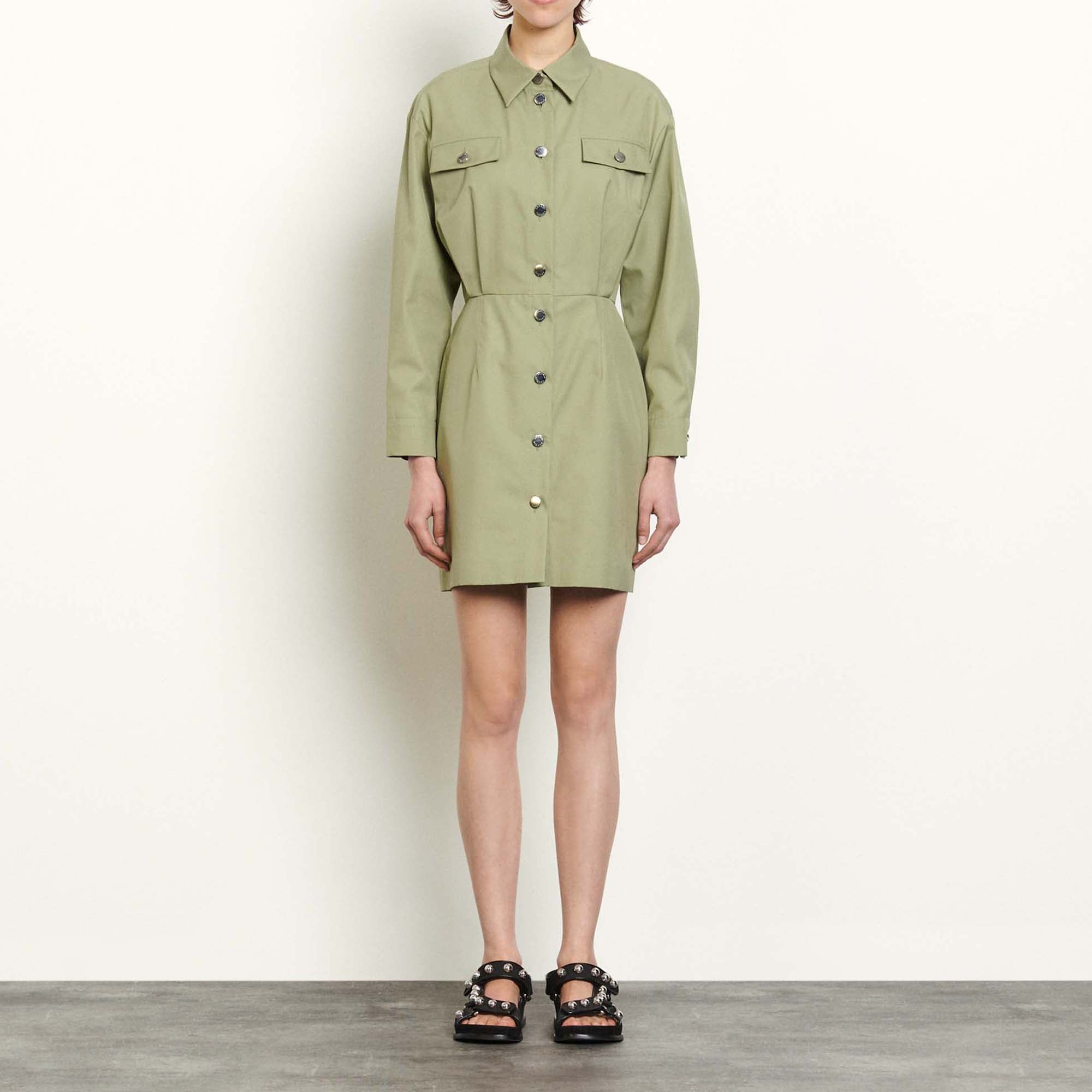 Robe courte saharienne en coton Sandro seconde main