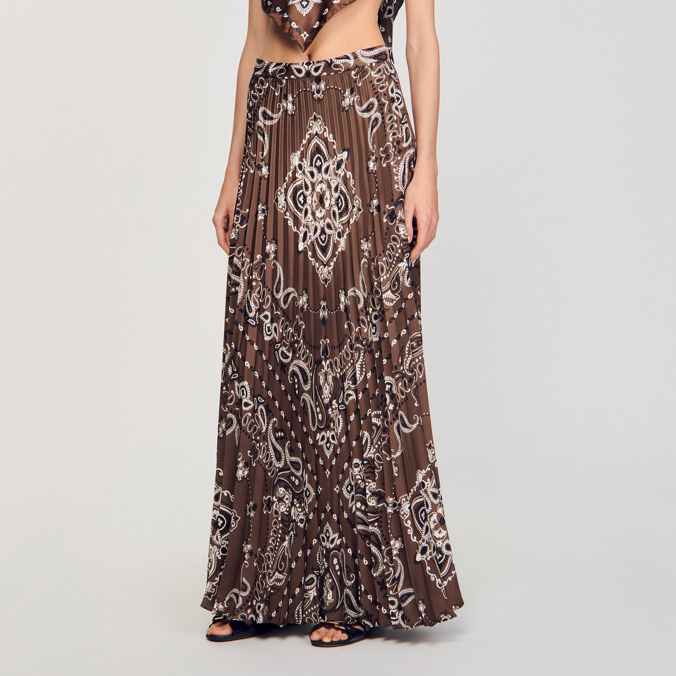 Jupe longue plissée à imprimé bandana Sandro seconde main