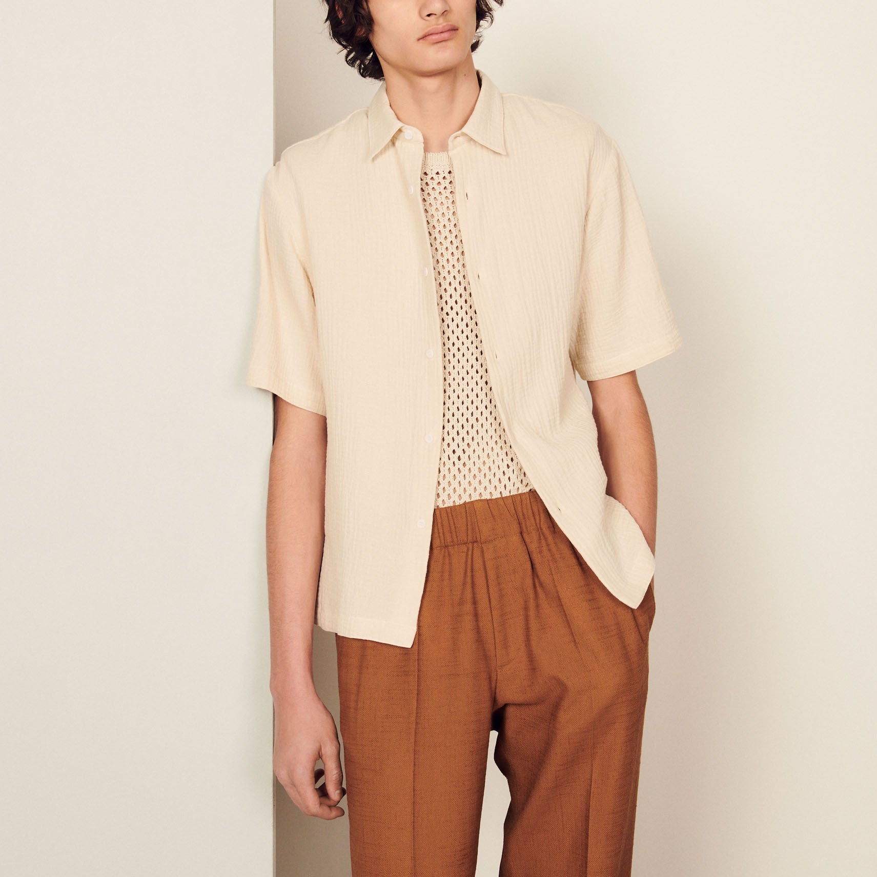 Chemise en coton gaufré Sandro seconde main