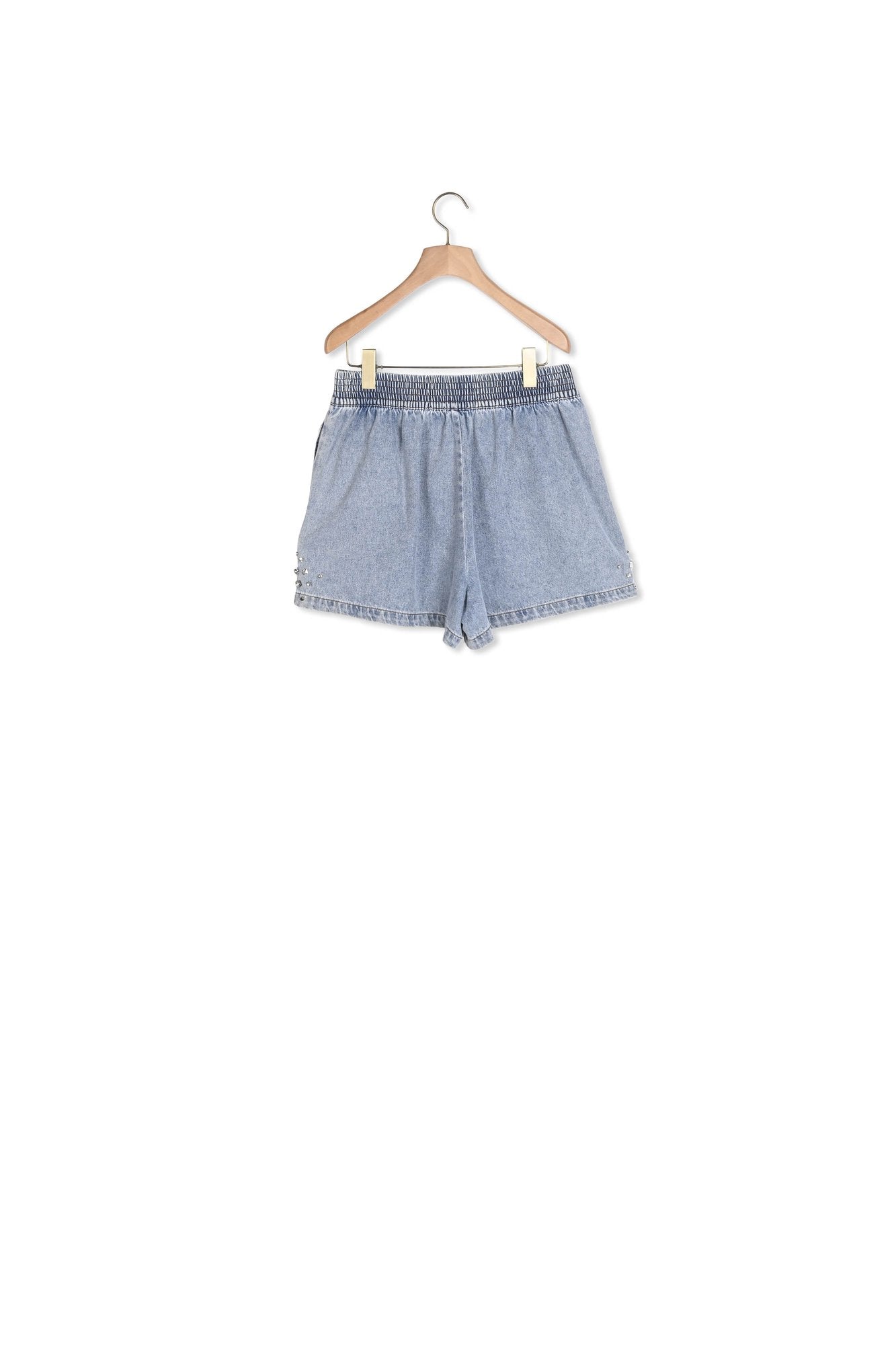 Short large en denim orné de strass Sandro seconde main