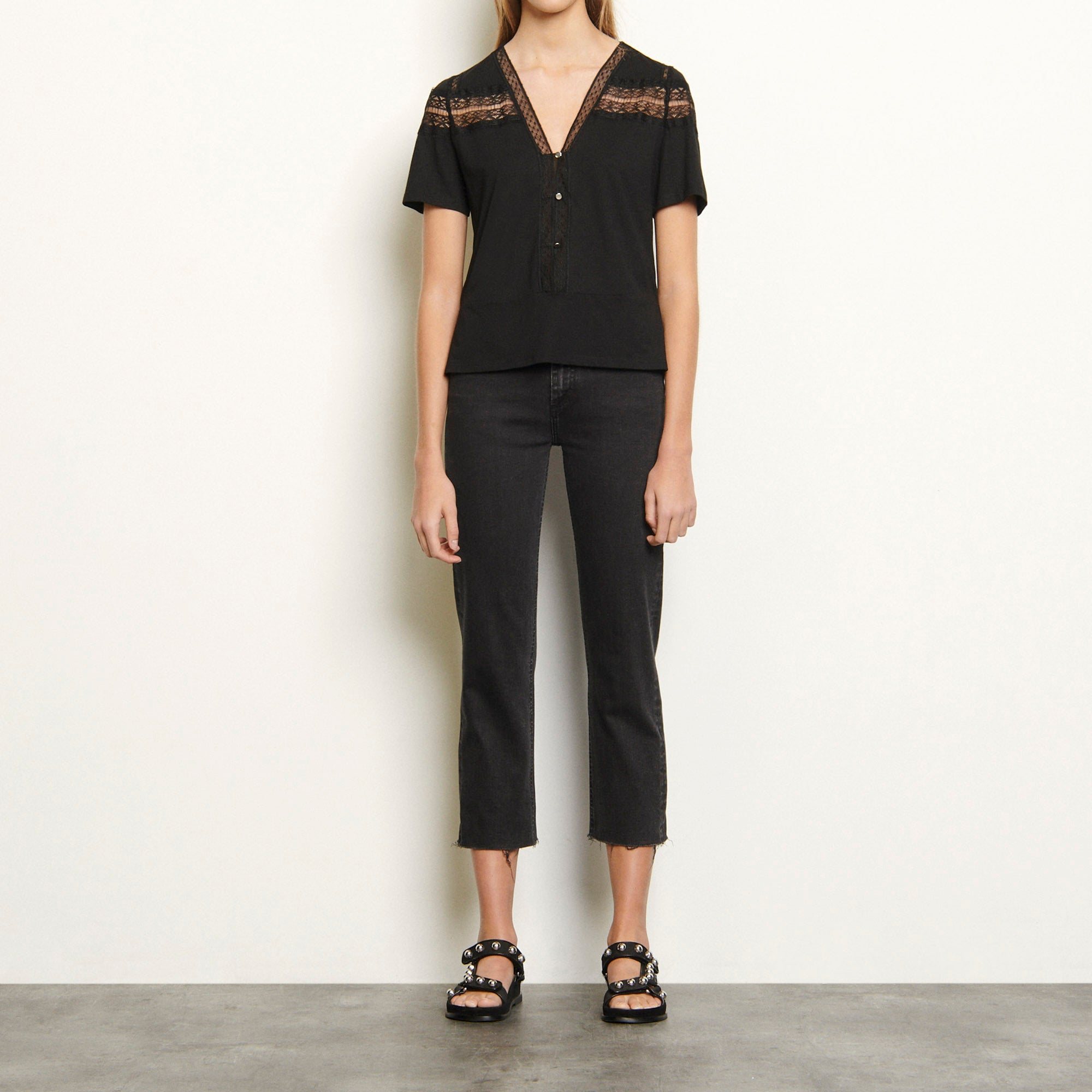 T-shirt avec dentelle Sandro seconde main