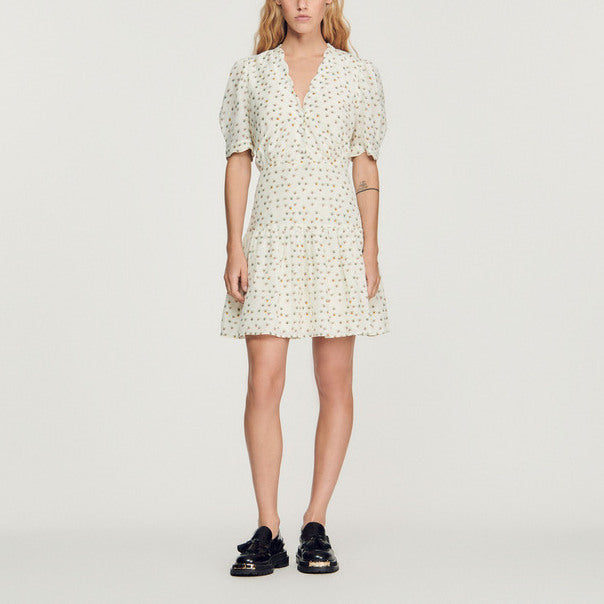 Robe à manches courtes imprimé Fleurs Sandro seconde main