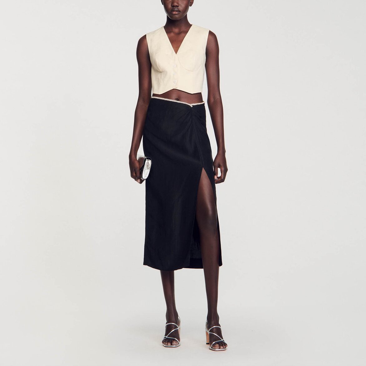 Jupe fendue strassée Sandro seconde main