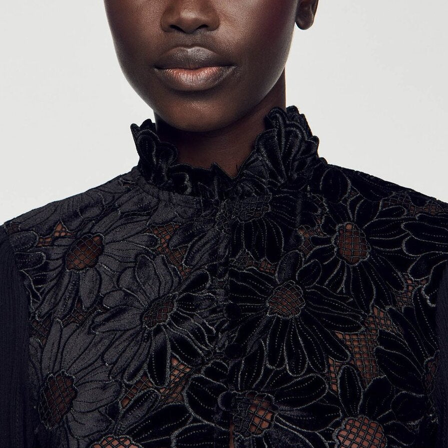 Top en guipure fleurie Sandro seconde main