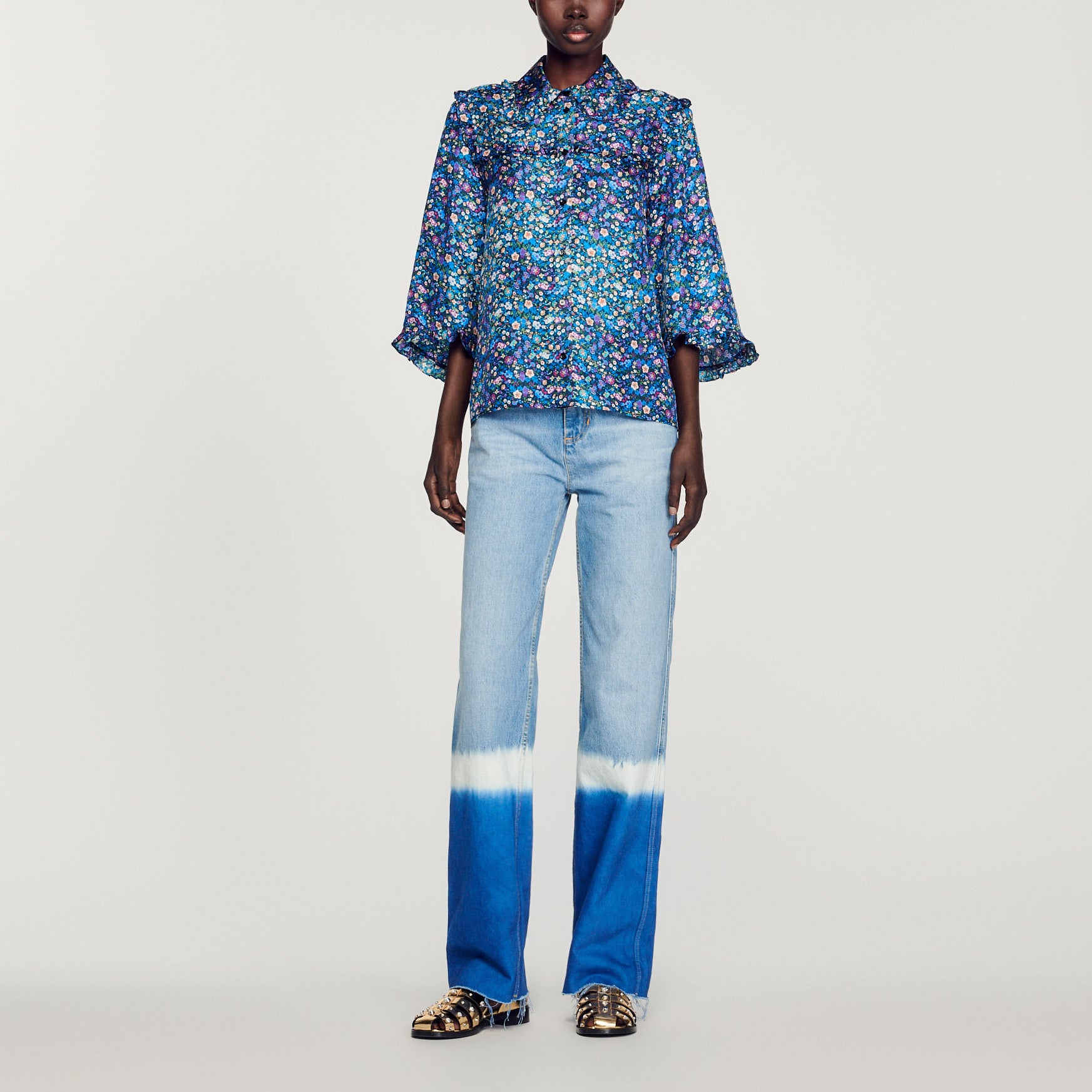 Chemise en soie imprimé fleuri Sandro seconde main