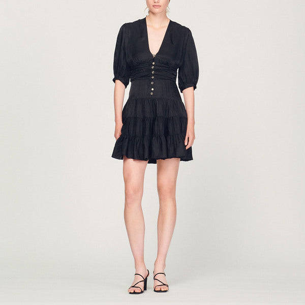 Robe volantée à manches courtes Sandro seconde main