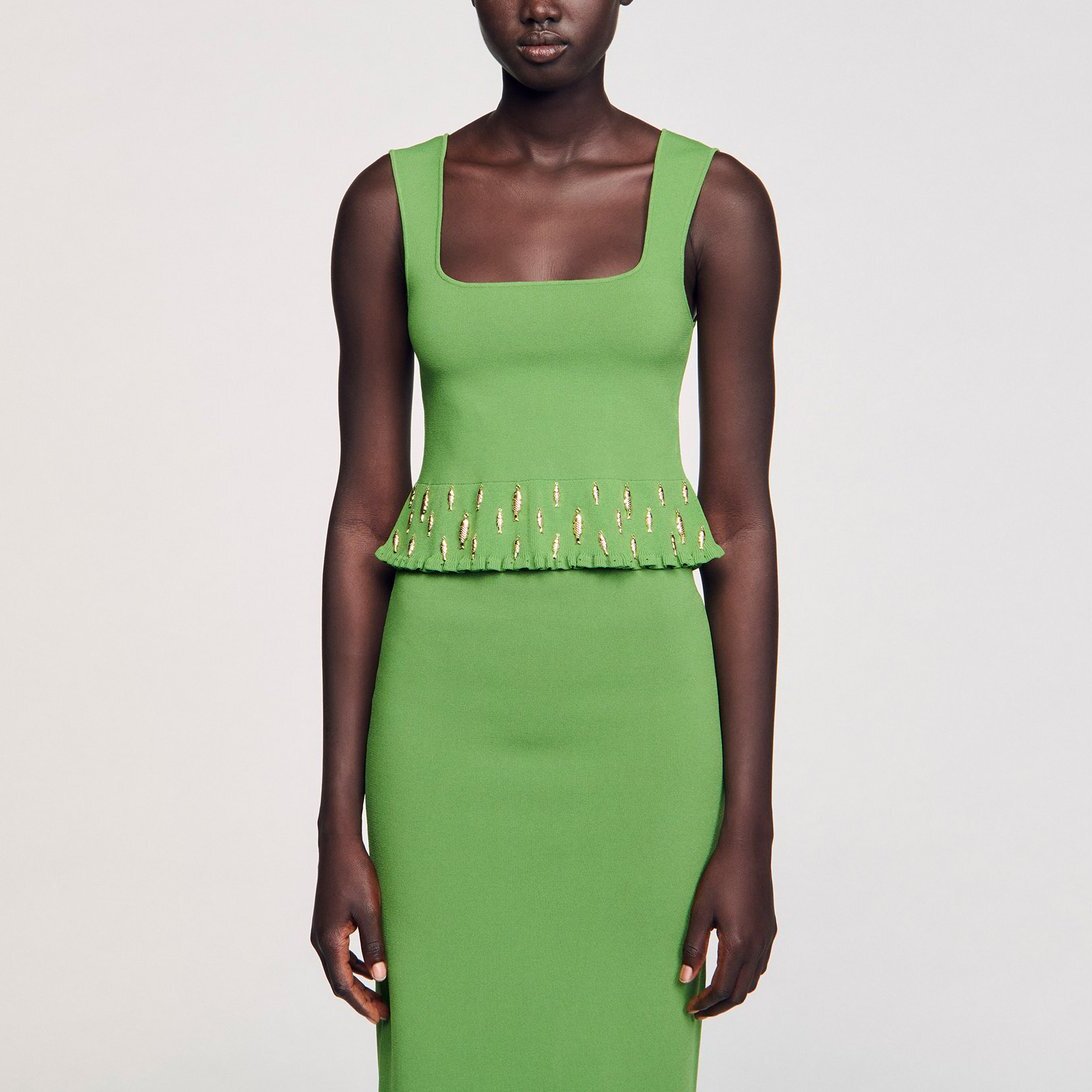 Top en maille à pampille Sandro seconde main