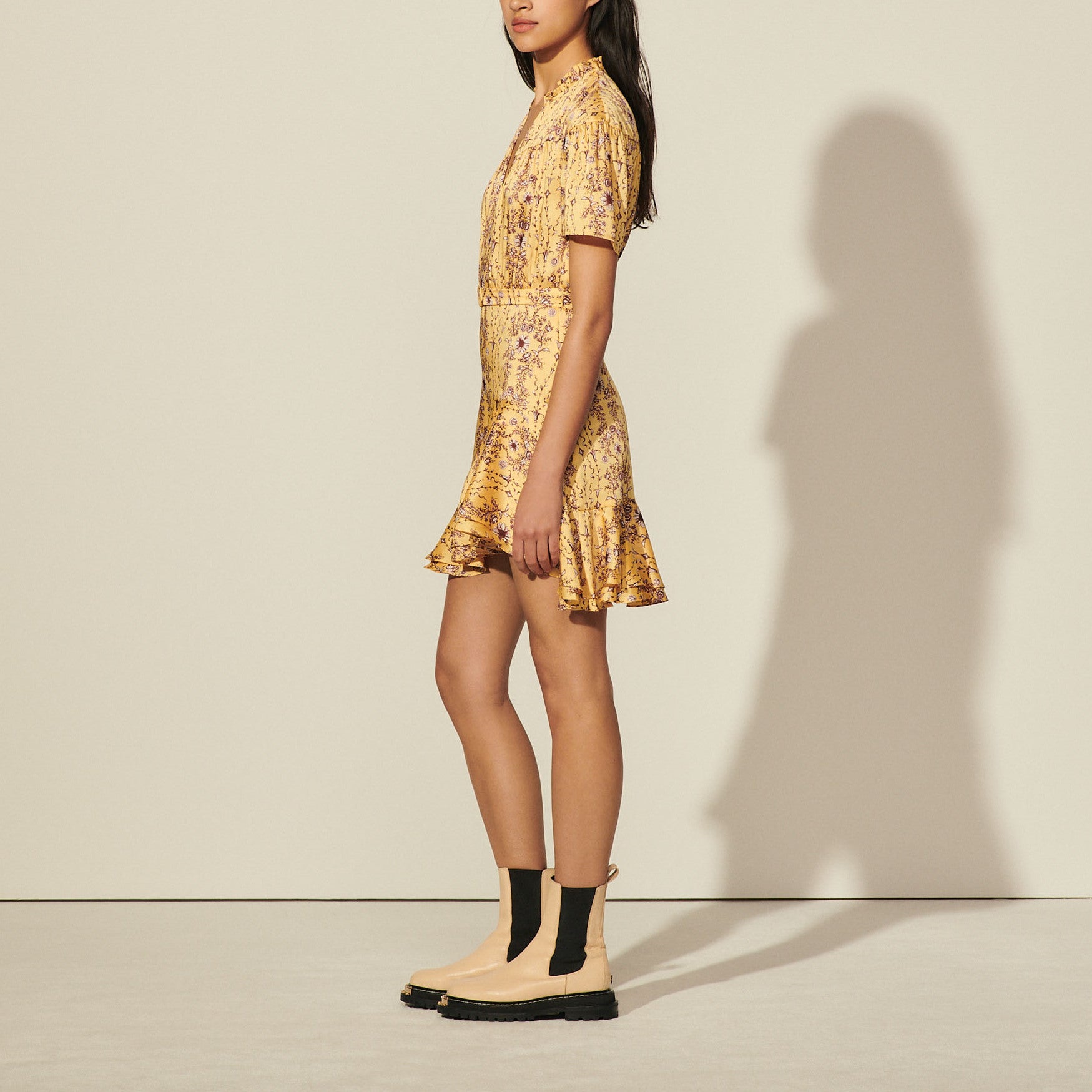 Robe courte imprimée à volants Sandro seconde main