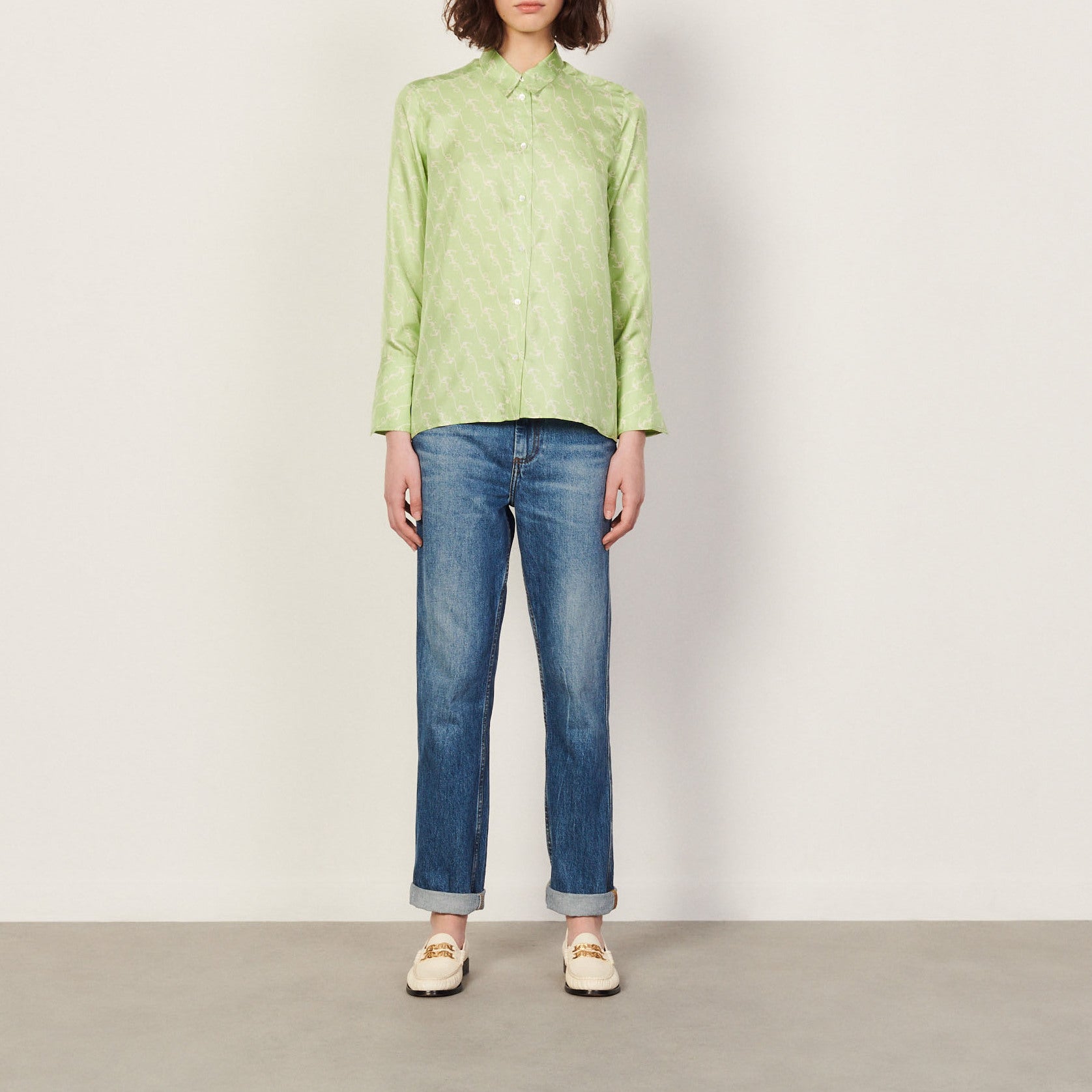 Chemise fluide en soie imprimée Sandro seconde main