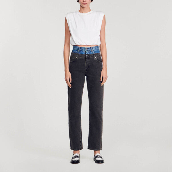 Jean à double ceinture bicolore Sandro seconde main