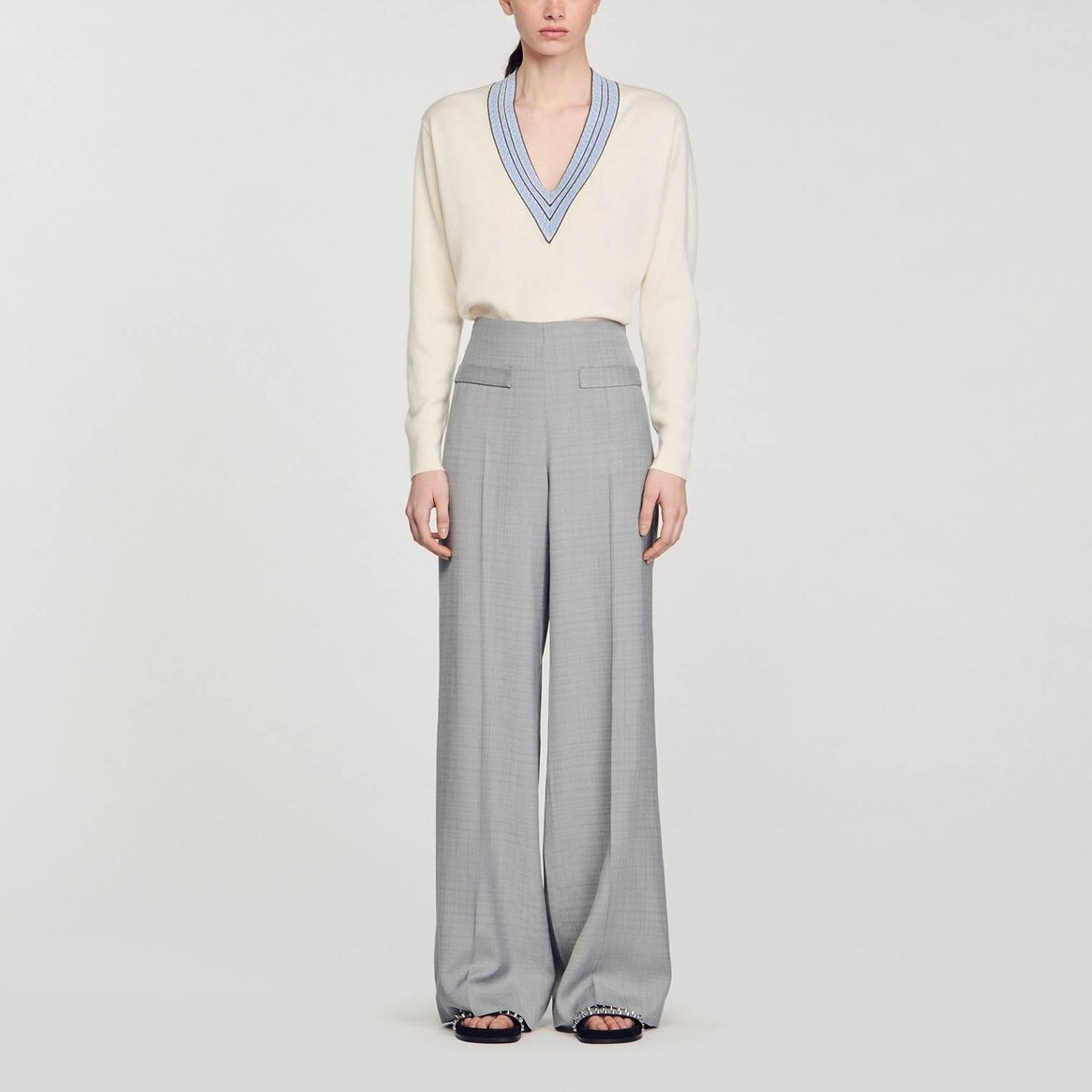 Pantalon de costume évasé taille haute Sandro seconde main