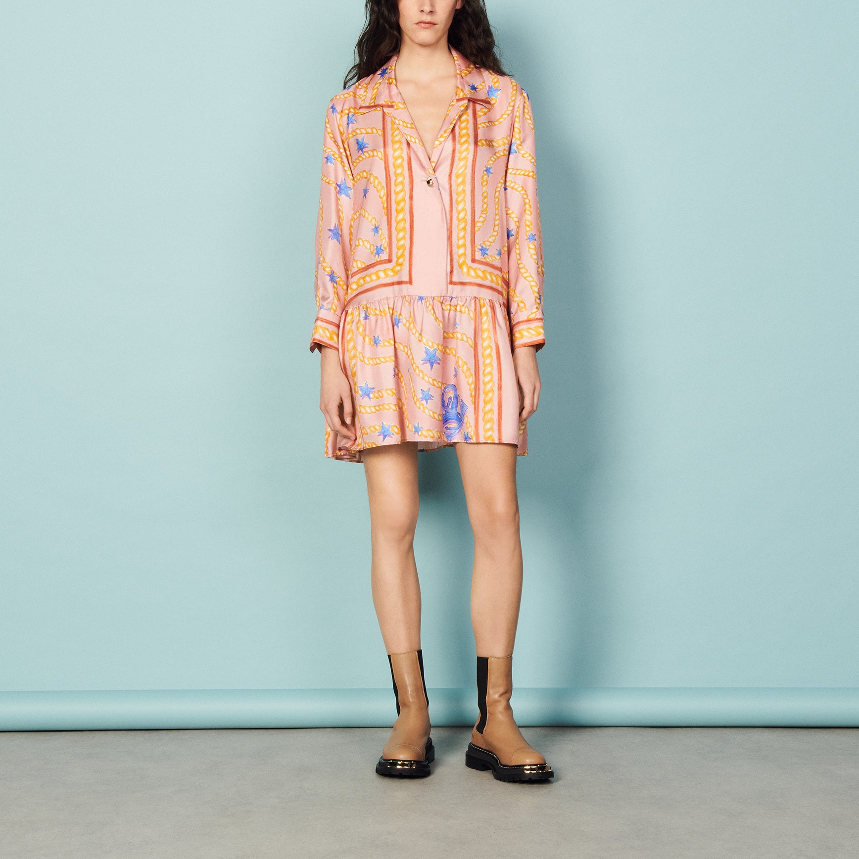 Robe en soie imprimée Sandro seconde main