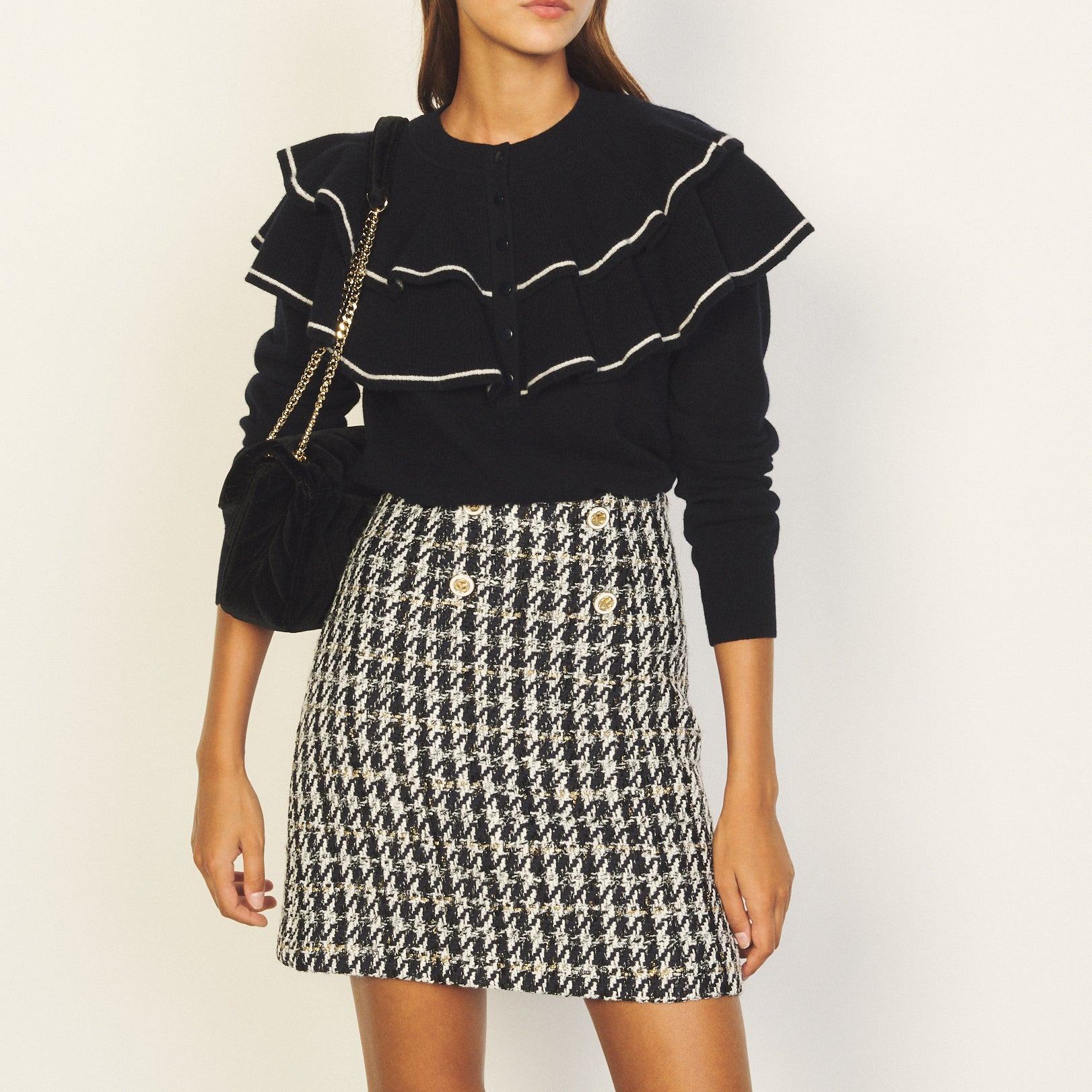 Jupe imprimé marine et blanc Sandro seconde main