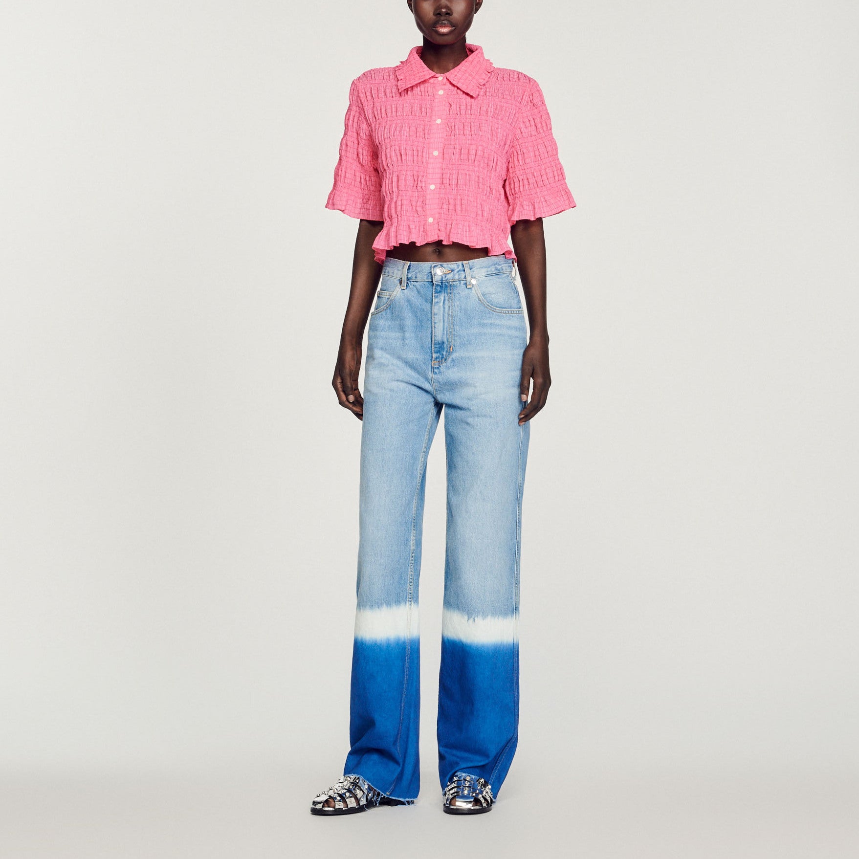 Chemise courte smockée Sandro seconde main