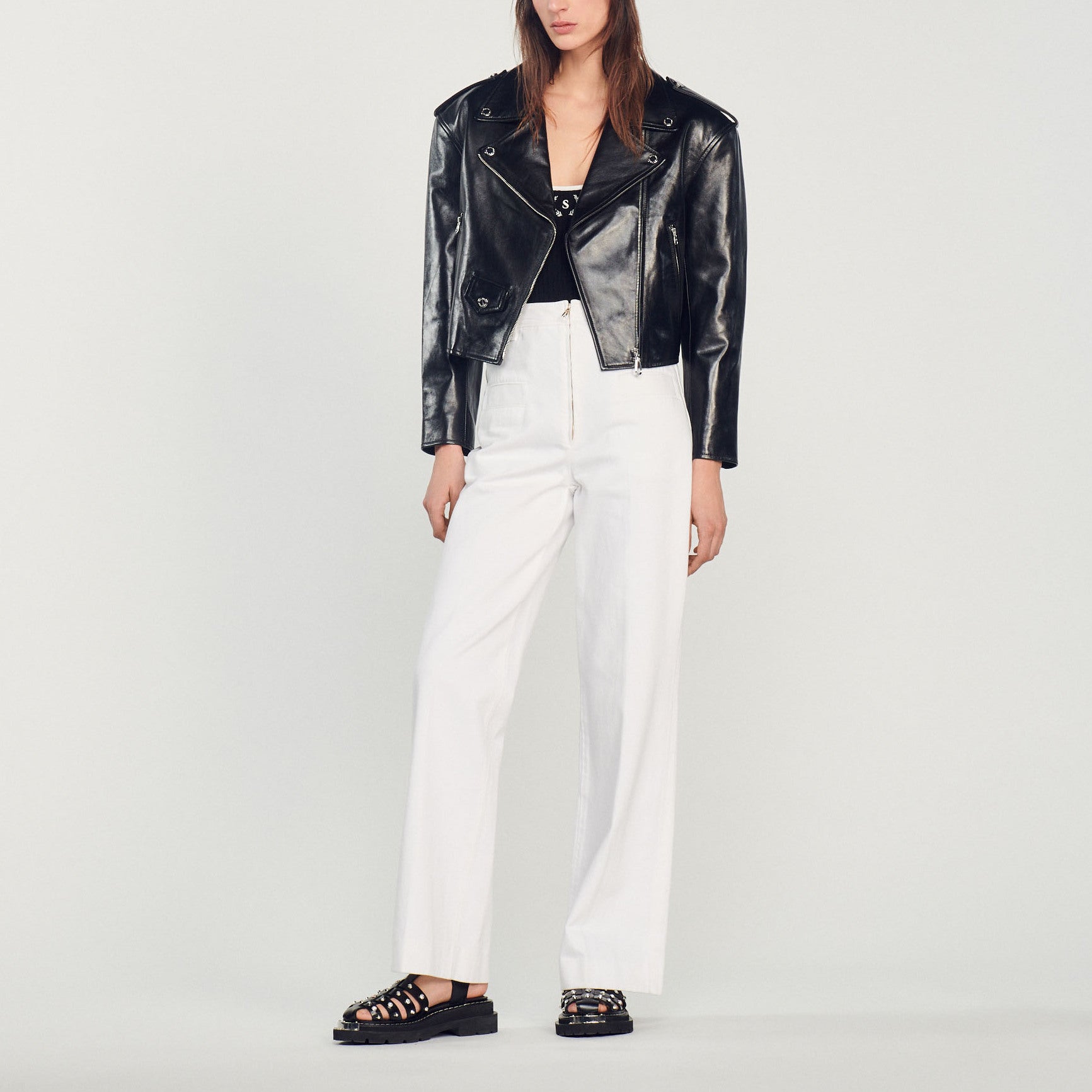 Pantalon large en toile Sandro seconde main