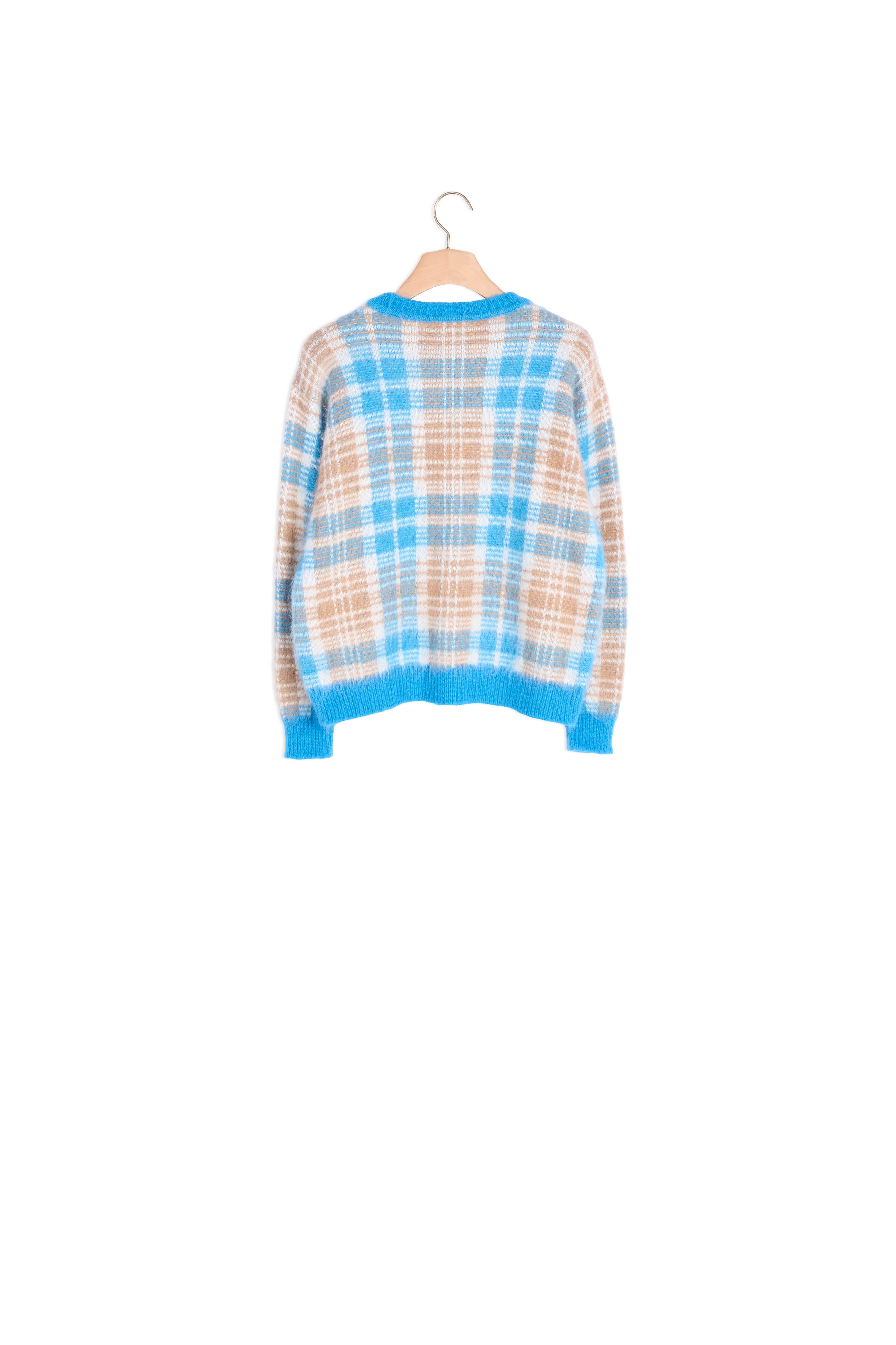 Pull effet poilu en jacquard carreaux Sandro seconde main