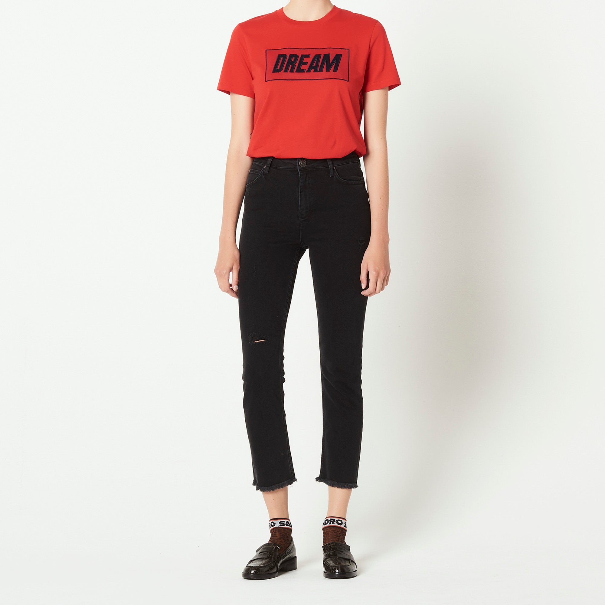 Jean Taille haute, bas coupé bord franc Sandro seconde main