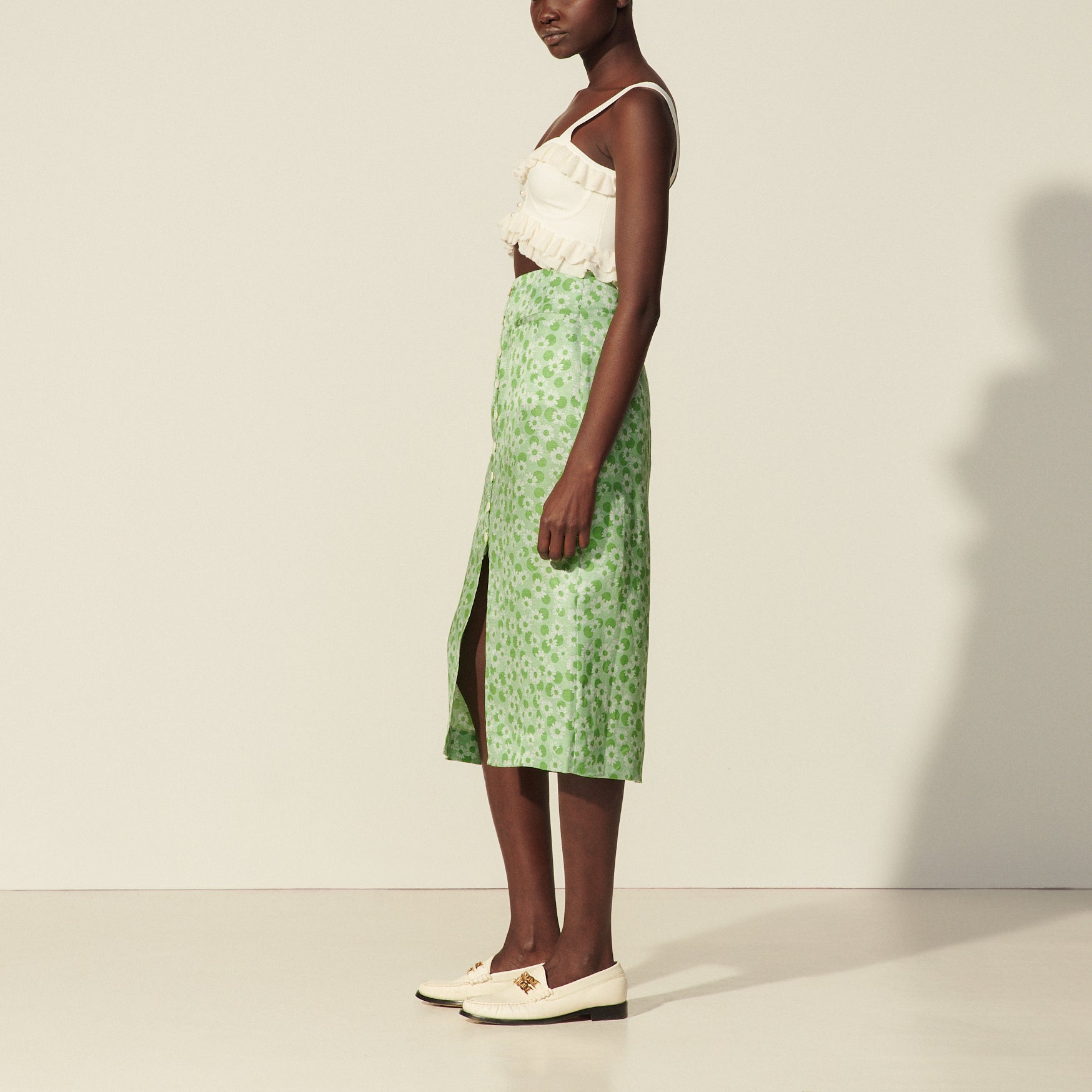 Jupe droite boutonnée imprimée Sandro seconde main