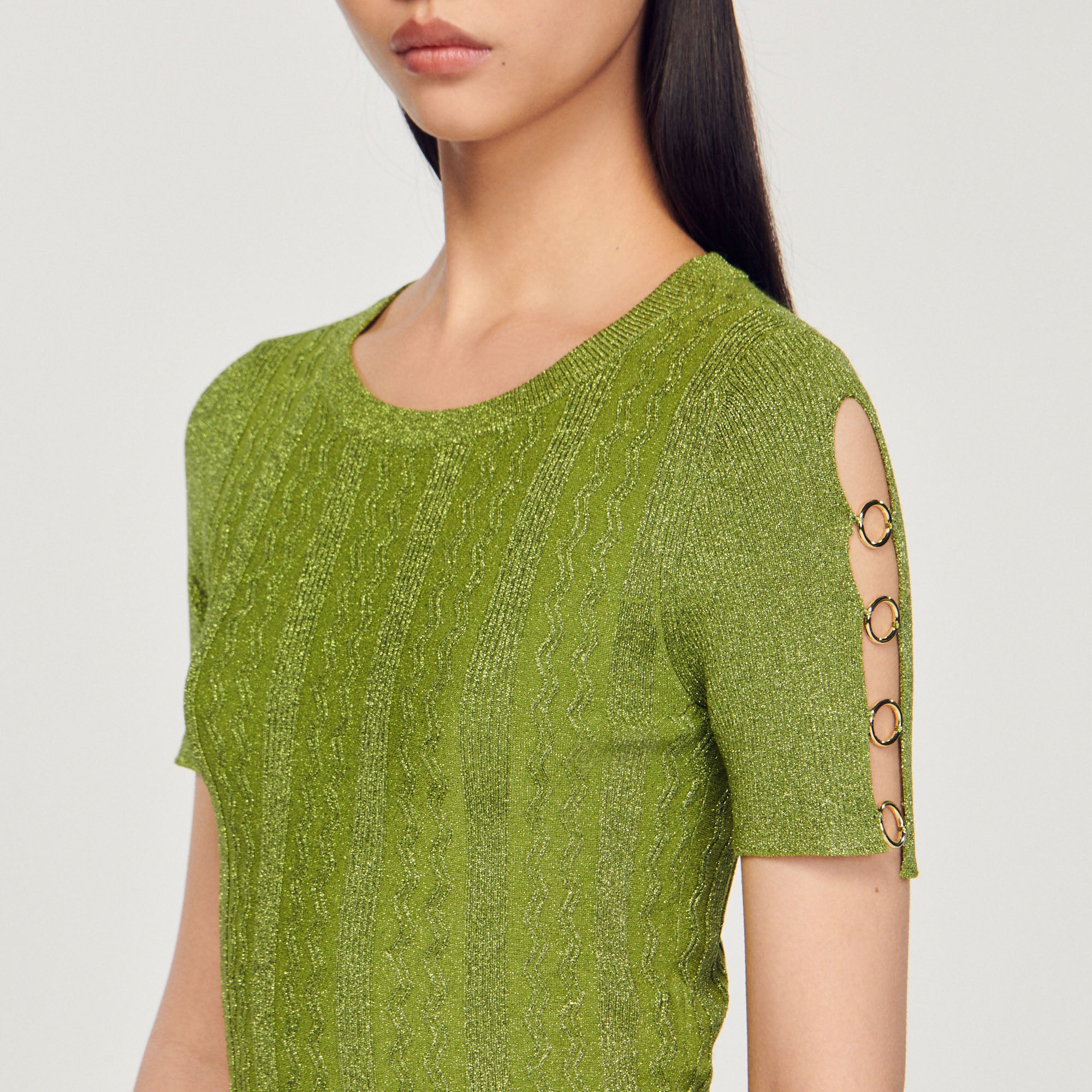 Pull court en Maille métallisée Sandro seconde main