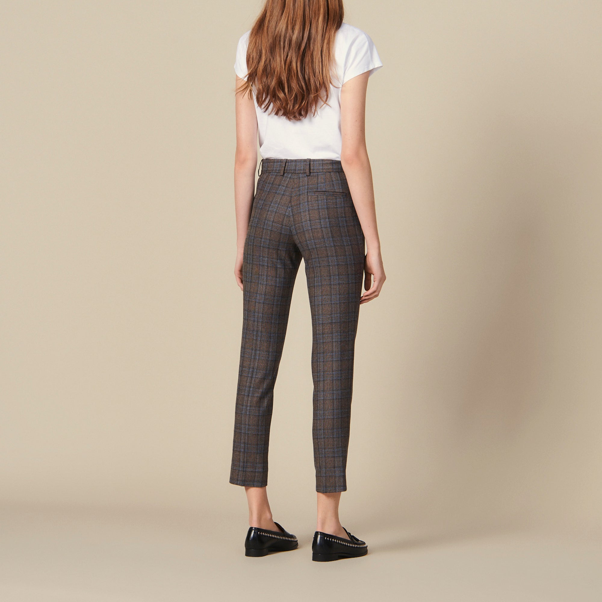 Pantalon droit à carreaux Sandro seconde main